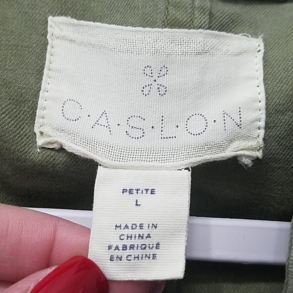 Caslon Army Green Ruffled Twill Jacket - Picture 5 of 8
